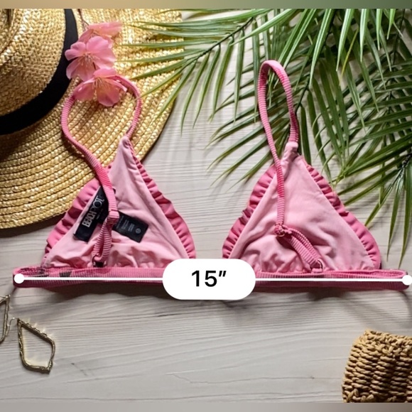 NWOT Beach Riot 🌹 Rosie Pink Valentine’s Day Ruffle Fixed Triangle Bikini Top - Picture 7 of 11